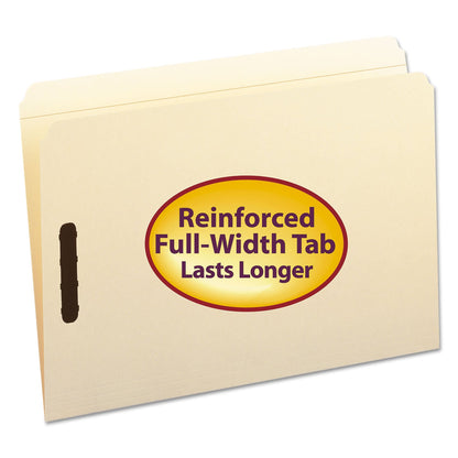 Smead Top Tab Fastener Folders, Straight Tab, 2 Fasteners, Legal Size, 11-pt Manila Exterior, 50/Box