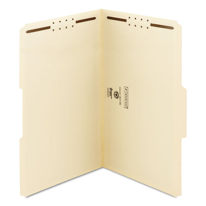 Smead Top Tab Fastener Folders, 1/3-Cut Tabs: Assorted, 2 Fasteners, Legal Size, 11-pt Manila Exterior, 50/Box