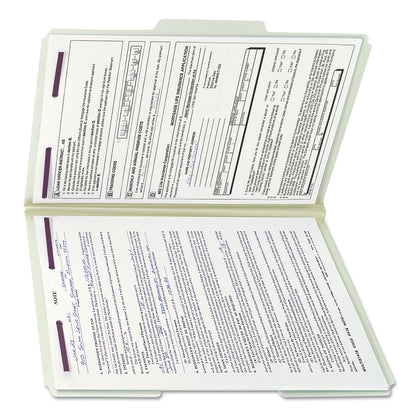 Smead Recycled Pressboard Folders with Two SafeSHIELD Coated Fasteners, 1" Expansion, 1/3-Cut Tabs, Legal Size, Gray-Green, 25/Box