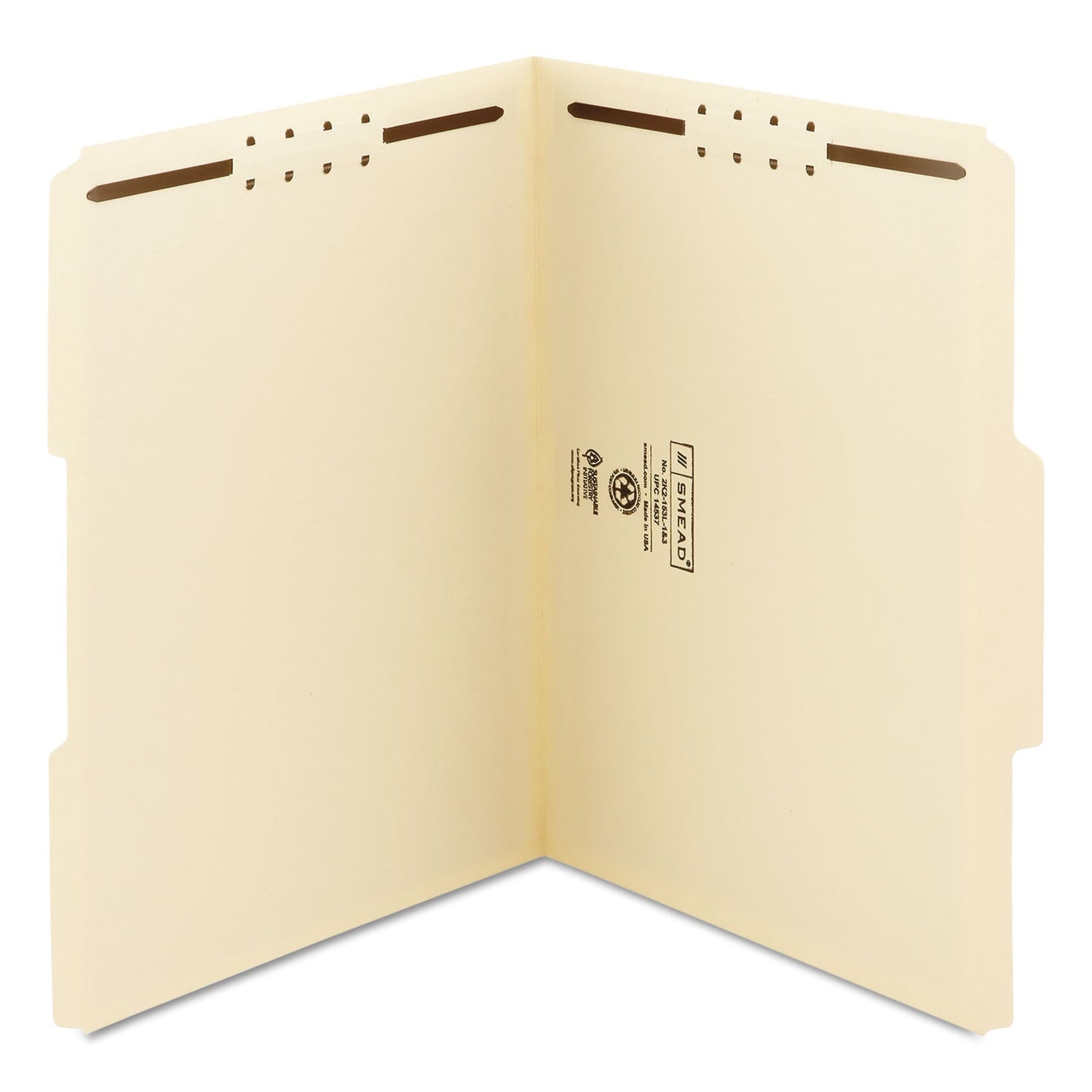 Smead Top Tab Fastener Folders, 1/3-Cut Tabs: Assorted, 2 Fasteners, Letter Size, 11-pt Manila Exterior, 50/Box
