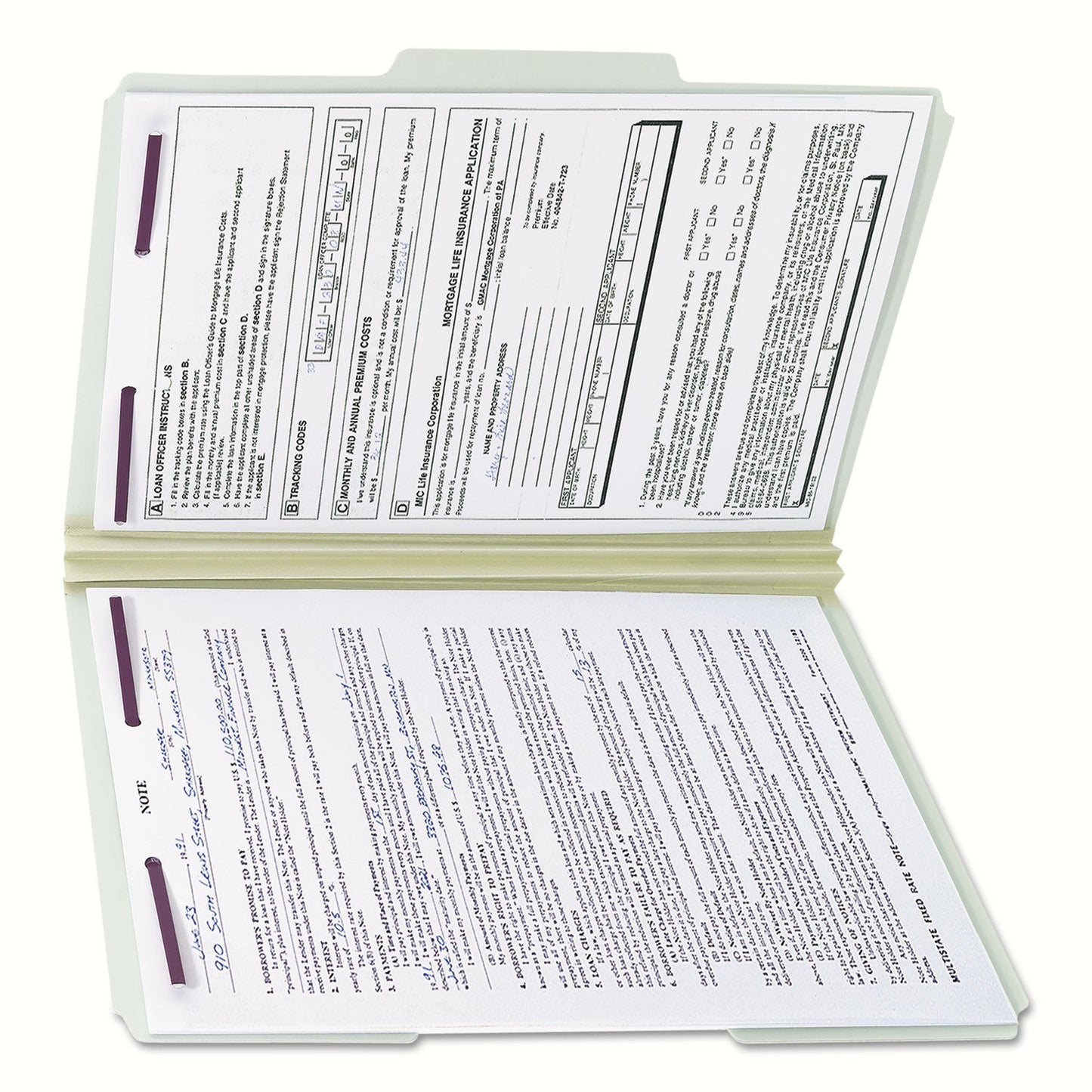 Smead Recycled Pressboard Folders with Two SafeSHIELD Coated Fasteners, 2" Expansion, 1/3-Cut Tabs, Legal Size, Gray-Green, 25/Box