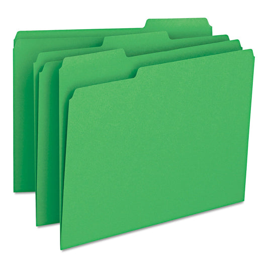 Smead Colored File Folders, 1/3-Cut Tabs: Assorted, Letter Size, 0.75" Expansion, Green, 100/Box