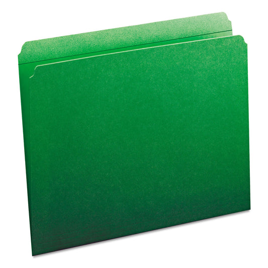 Smead Reinforced Top Tab Colored File Folders, Straight Tabs, Letter Size, 0.75" Expansion, Green, 100/Box