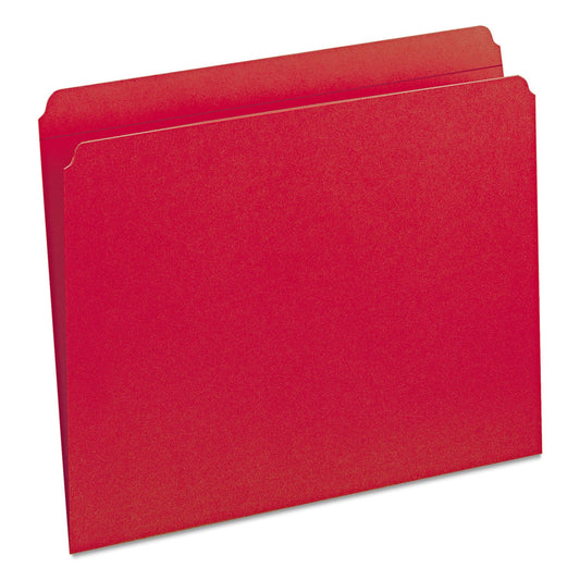 Smead Reinforced Top Tab Colored File Folders, Straight Tabs, Letter Size, 0.75" Expansion, Red, 100/Box