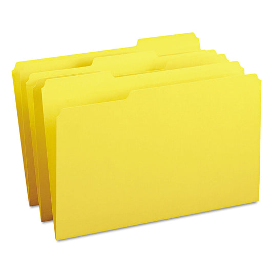 Smead Colored File Folders, 1/3-Cut Tabs: Assorted, Legal Size, 0.75" Expansion, Yellow, 100/Box