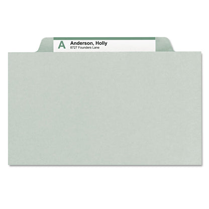 Smead Expanding Recycled Heavy Pressboard Folders, 1/3-Cut Tabs: Assorted, Letter Size, 2" Expansion, Gray-Green, 25/Box