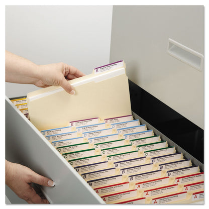 Smead Expandable Heavyweight File Folders, 1/3-Cut Tabs: Assorted, Letter Size, 1.5" Expansion, Manila, 50/Box