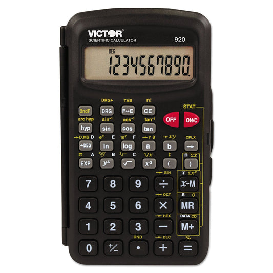 Victor 920 Compact Scientific Calculator with Hinged Case, 10-Digit LCD