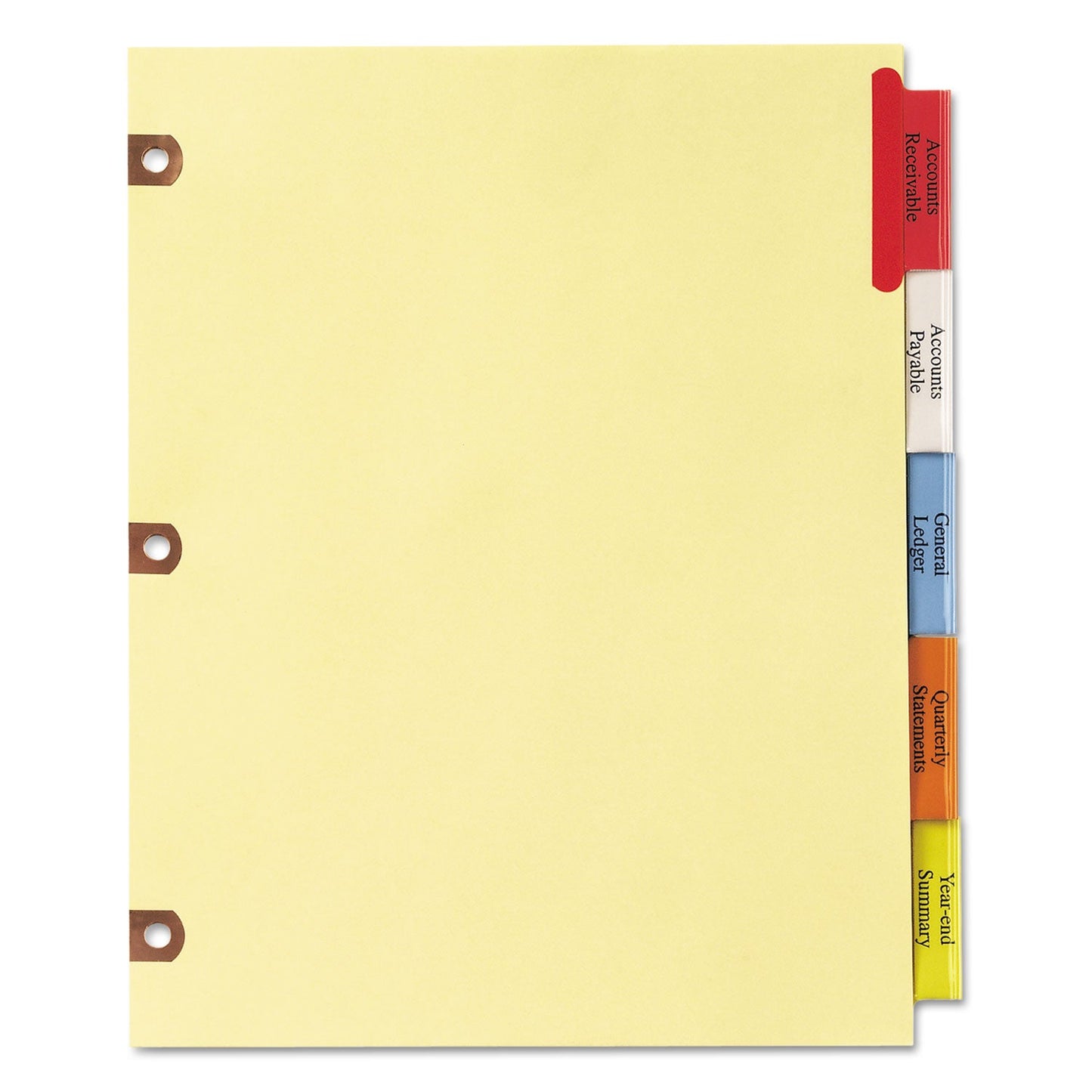 Avery Insertable Big Tab Dividers, 5-Tab, Single-Sided Copper Edge Reinforcing, 11 x 8.5, Buff, Assorted Tabs, 1 Set
