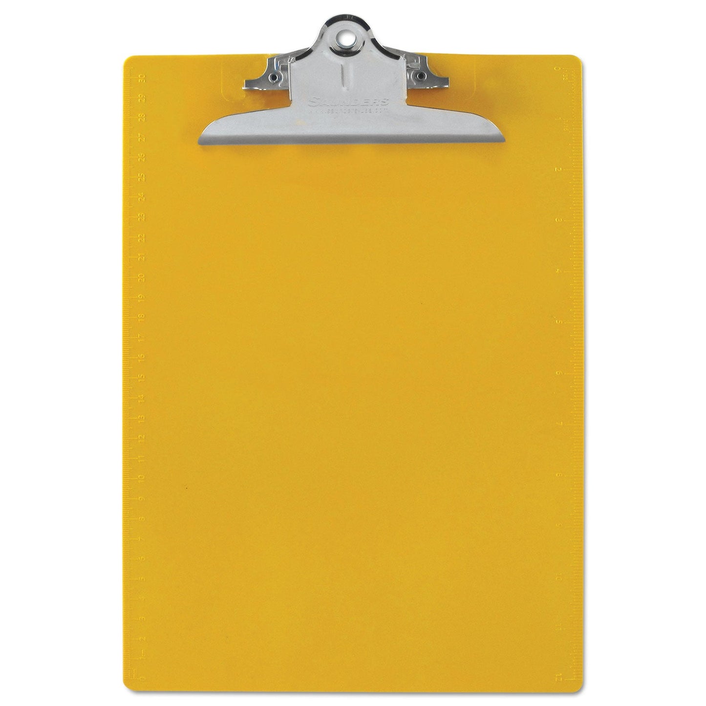 Saunders Recycled Plastic Clipboard with Ruler Edge, 1" Clip Capacity, Holds 8.5 x 11 Sheets, Yellow
