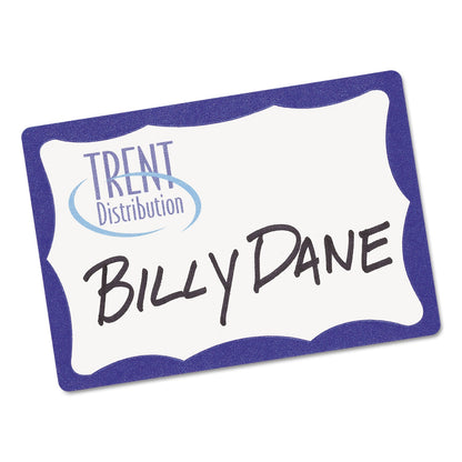Avery Printable Adhesive Name Badges, 3.38 x 2.33, Blue Border, 100/Pack