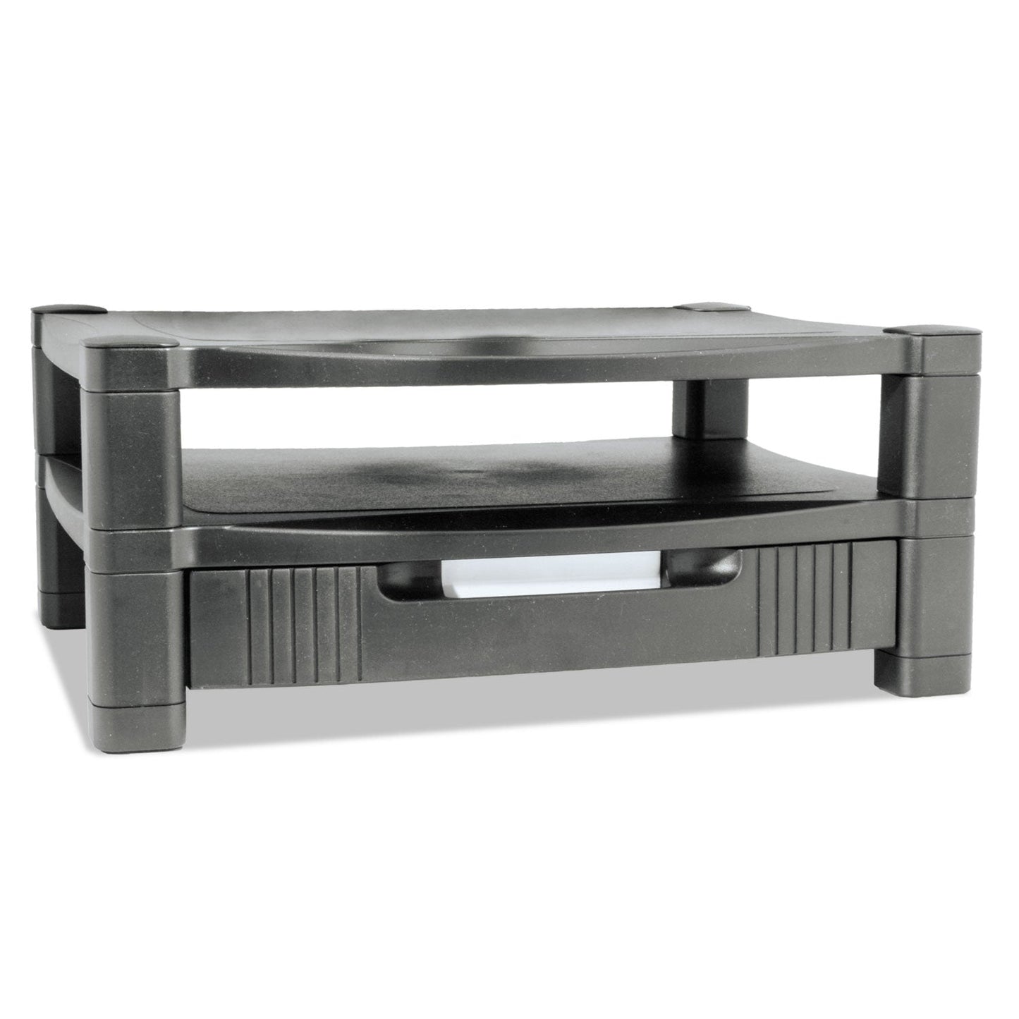 Kantek Two-Level Monitor Stand, 17" x 13.25" x 3.5" to 7", Black, Supports 50 lbs