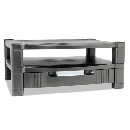 Kantek Two-Level Monitor Stand, 17" x 13.25" x 3.5" to 7", Black, Supports 50 lbs