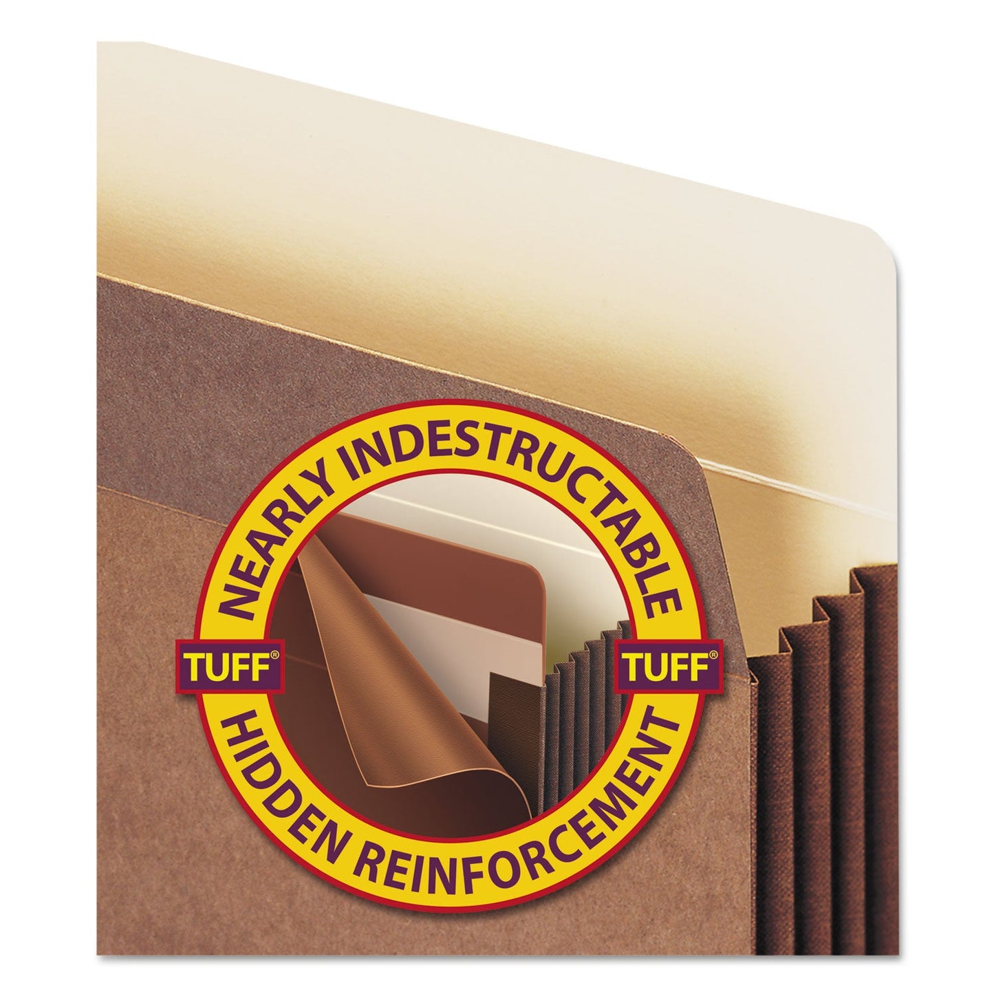 Smead Redrope TUFF Pocket Drop-Front File Pockets with Fully Lined Gussets, 3.5" Expansion, Legal Size, Redrope, 10/Box
