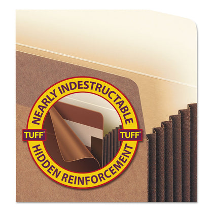 Smead Redrope TUFF Pocket Drop-Front File Pockets with Fully Lined Gussets, 7" Expansion, Letter Size, Redrope, 5/Box