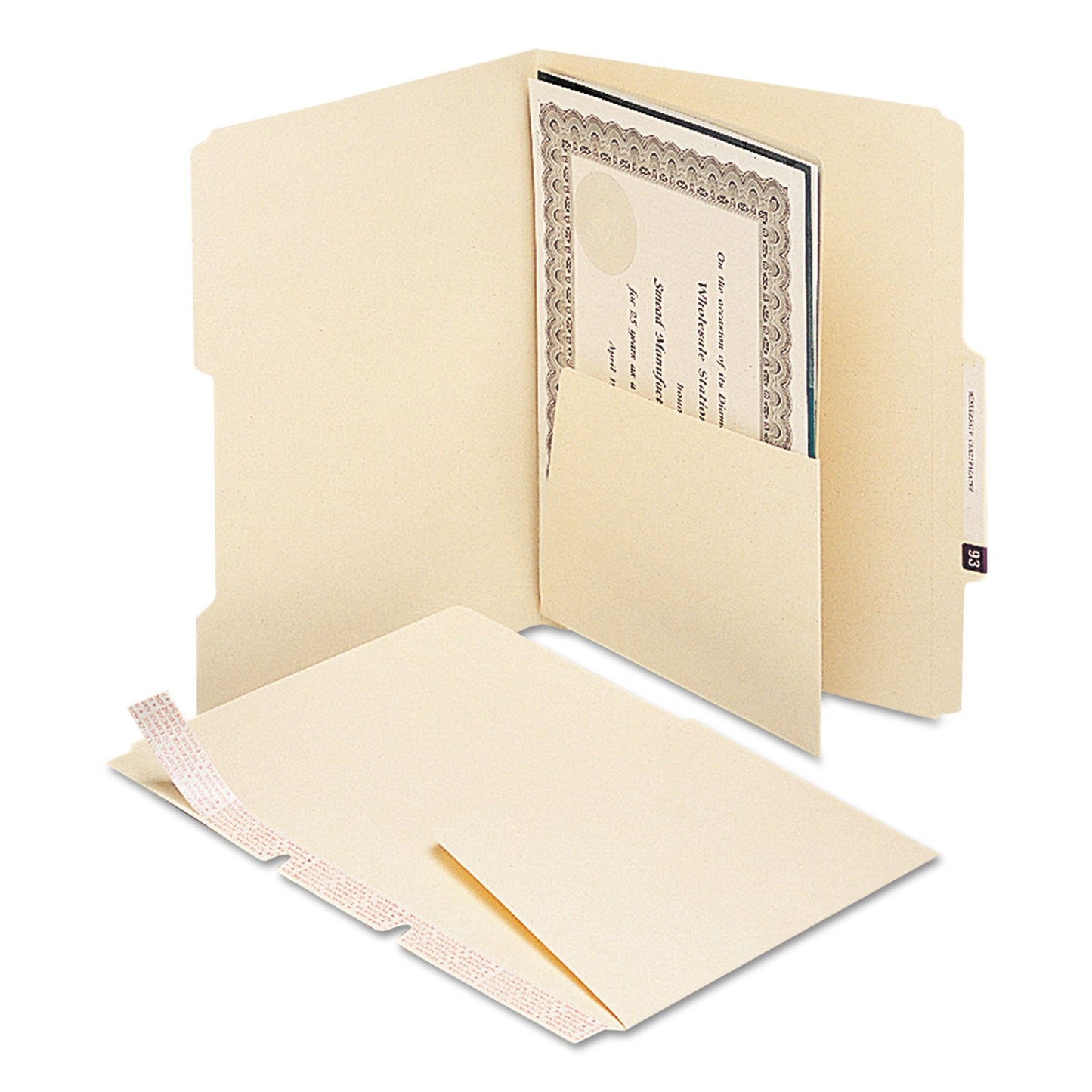 Smead Self-Adhesive Folder Dividers for Top/End Tab Folders with 5 1/2" Pockets, Letter Size, Manila, 25/Pack
