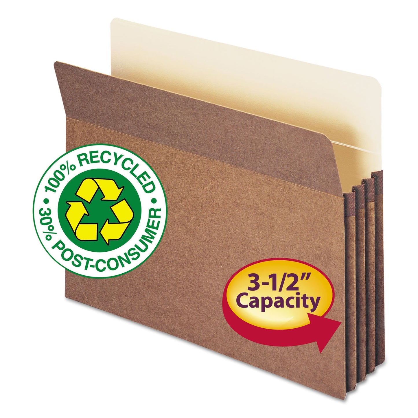 Smead Recycled Top Tab File Pockets, 3.5" Expansion, Letter Size, Redrope, 25/Box