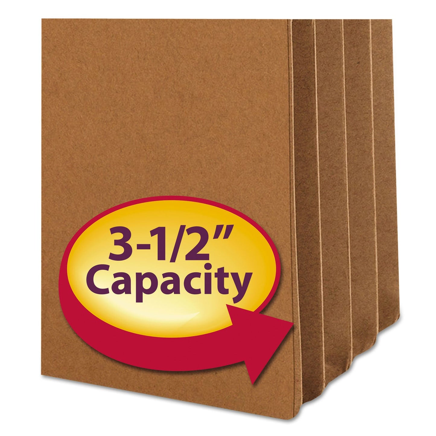 Smead Redrope Drop Front File Pockets with 2/5-Cut Guide Height Tabs, 3.5" Expansion, Letter Size, Redrope, 25/Box