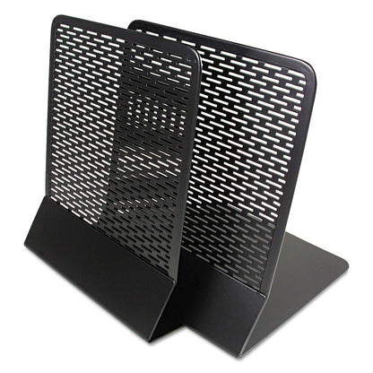 Artistic Urban Collection Punched Metal Bookends, Nonskid, 5.5 x 6.5 x 6.5, Perforated Steel, Black, 1 Pair