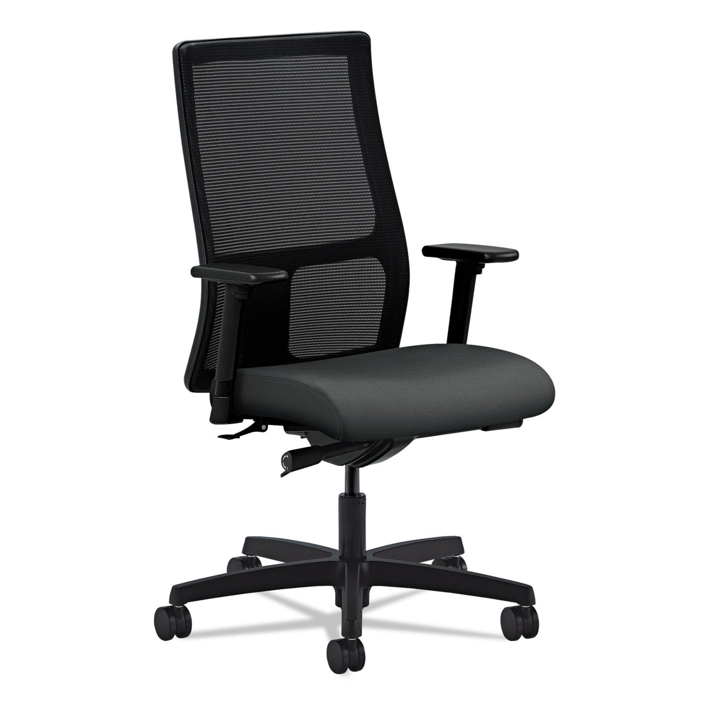 HON Ignition Series Mesh Mid-Back Work Chair, Supports Up to 300 lb, 17.5" to 22" Seat Height, Iron Ore Seat, Black Back/Base