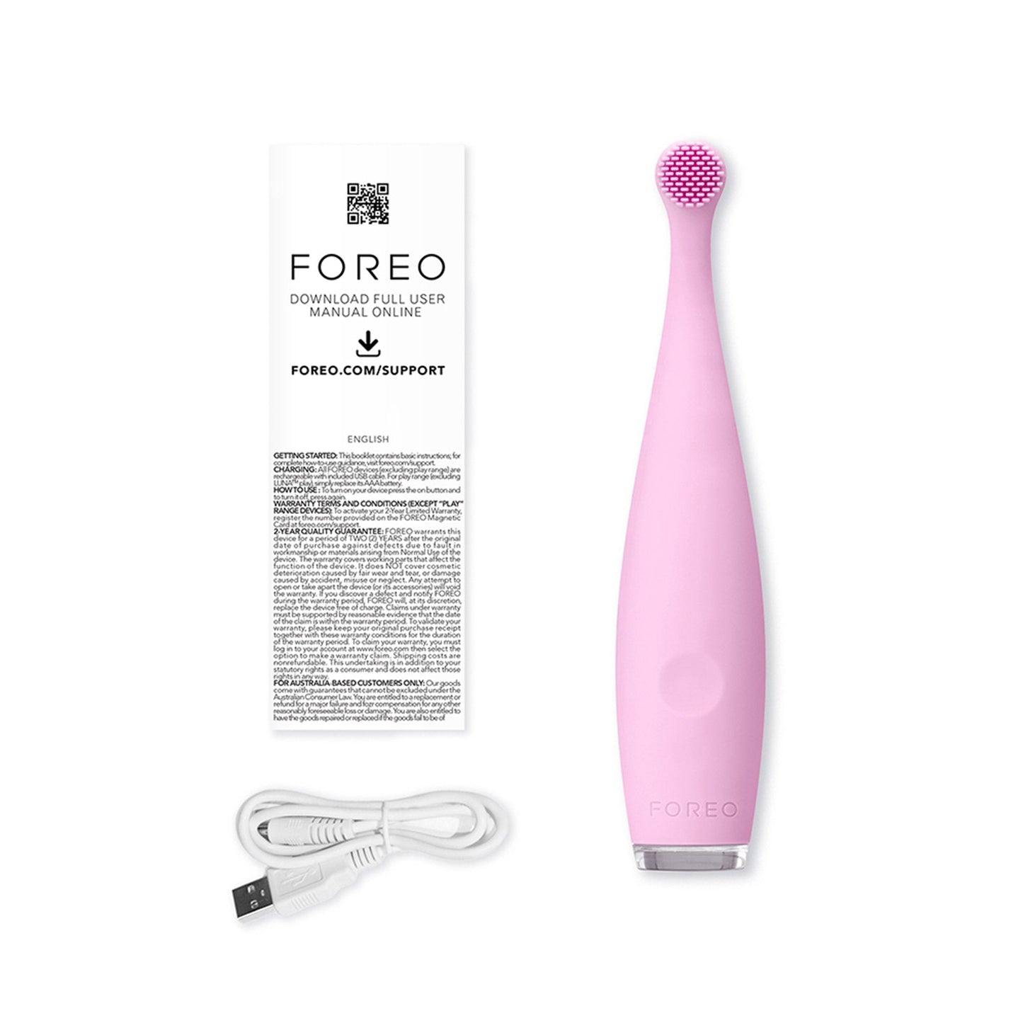 ISSA™ baby Soft Silicone Sonic Toothbrush, Pearl Pink Bunny F9878
