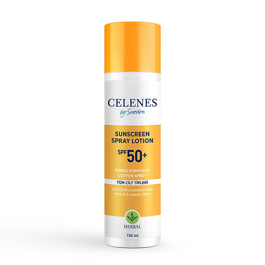 Celenes Herbal SPF 50+ Sunscreen Lotion Spray: Broad Spectrum UVA UVB Protection, Sensitive Skin Friendly, Water Resistant, 5.07 fl oz