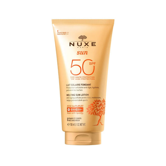 Nuxe Sun SPF 50+ Face and Body Sunscreen Lotion: High Broad Spectrum UV Protection for Sensitive Skin | 150ml