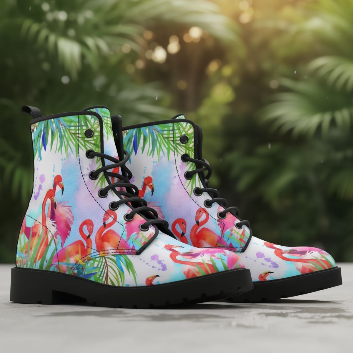 Tropical Flamingo Leather Boots