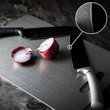 Titanium Cutting Board - 100% Pure Titanium Cutting Boards for Kitchen - Cutting Edge Hygiene & Durability, 1 Pack Double Sided Medical-Grade Titanium Cutting Mat, Easy to Clean (12"L X 9"W)Rdrd Kesefunm Titanium Cutting Board