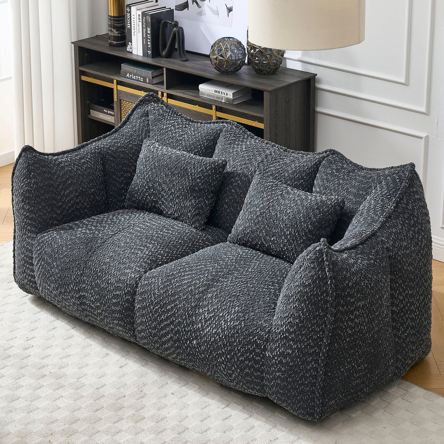 Comfortable Dual Beanbag Chair With High Resilience Foam Core For 2 People