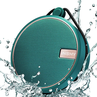 INSMY C12 IPX7 Waterproof Shower Bluetooth Speaker, Portable Small Speaker, Speakers Bluetooth Wireless Loud Clear Sound Support TF Card Suction Cup for Kayak Canoe Beach Gift (Black)