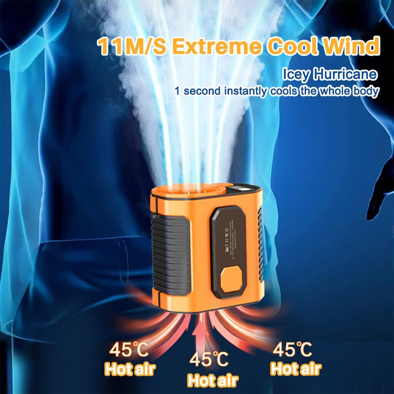 Summer Fan, Portable Waist Clip Fan, 5000 Mah Cool Clip Fan under Shirt, Belt Fan Clip on Waist Portable Cooling Fan, with LED Light, USB Rechargeable Portable Waist Fan for Outdoor Play and Work