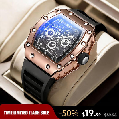 Men'S Colorful Punk Style Quartz Watch, Multi.Functional Waterproof Dual Display Wristwatch, Trendyfashion Sport Watch, Birthday Gift with Gift Boxfashionable Wristwatch Multifunctional Men Luminous Hand