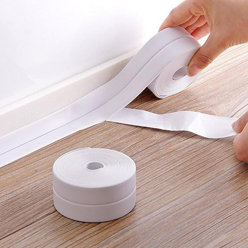 White Waterproof Caulk Tape 3.2M Self-Adhesive Sealing Tape for Bathroom Kitchen Sink Toilet Tub Edges Easy Application & Durability