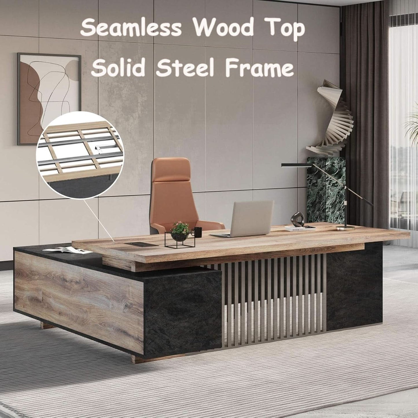 Spacious Executive Desk With Ample Storage Drawers