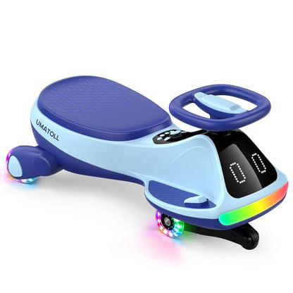Umatoll 12V Electric Wiggle Car with Digital Display Screen, Pedal & RGBIC LED Lights, Ride on Toys, Bluetooth, Birthday Gifts