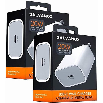 2-Pack: 20W USB-C Wall Charger Plug - Designed for Fast Charging