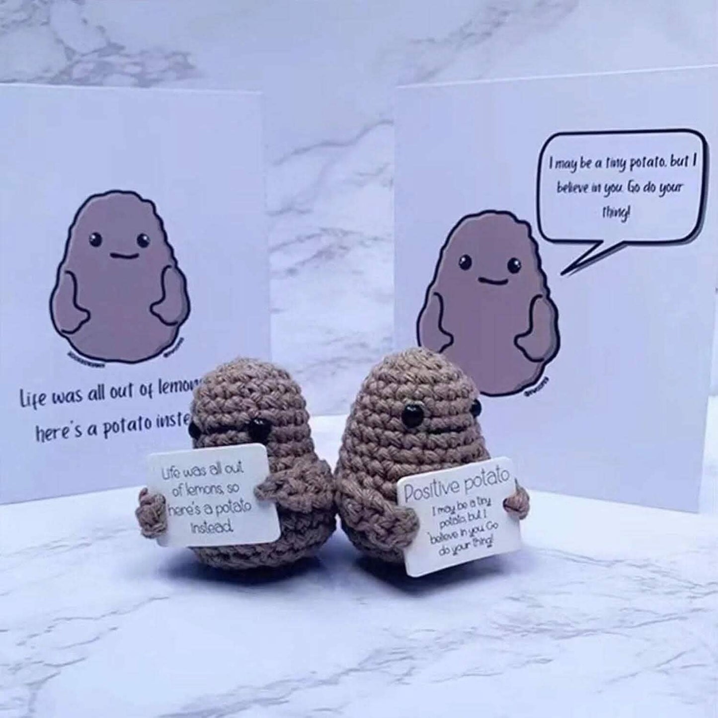 2-Pack: Funny Positive Potato Cute Wool Knitting Doll