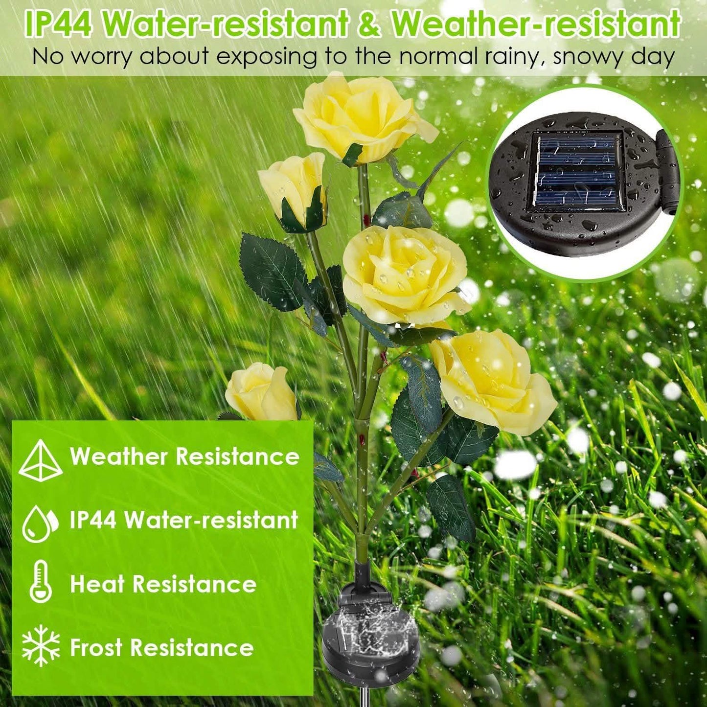 2-Pack: Solar Powered Rose Flower LED Decorative Lamp
