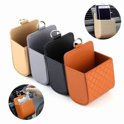 2-Pack: Universal Car Mobile Phone Bag PU Leather Car Auto Air Outlet Coin Bag Case