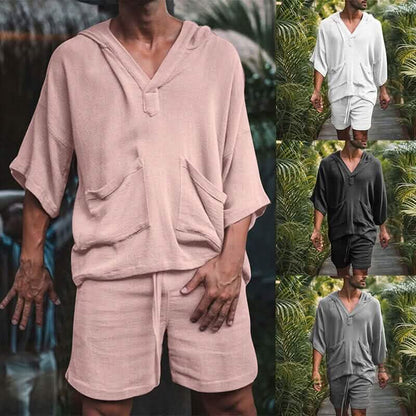 2-Piece Set: Men's Tracksuit Tennis Shirt Shorts and T Shirt Set Set Solid Color V Neck