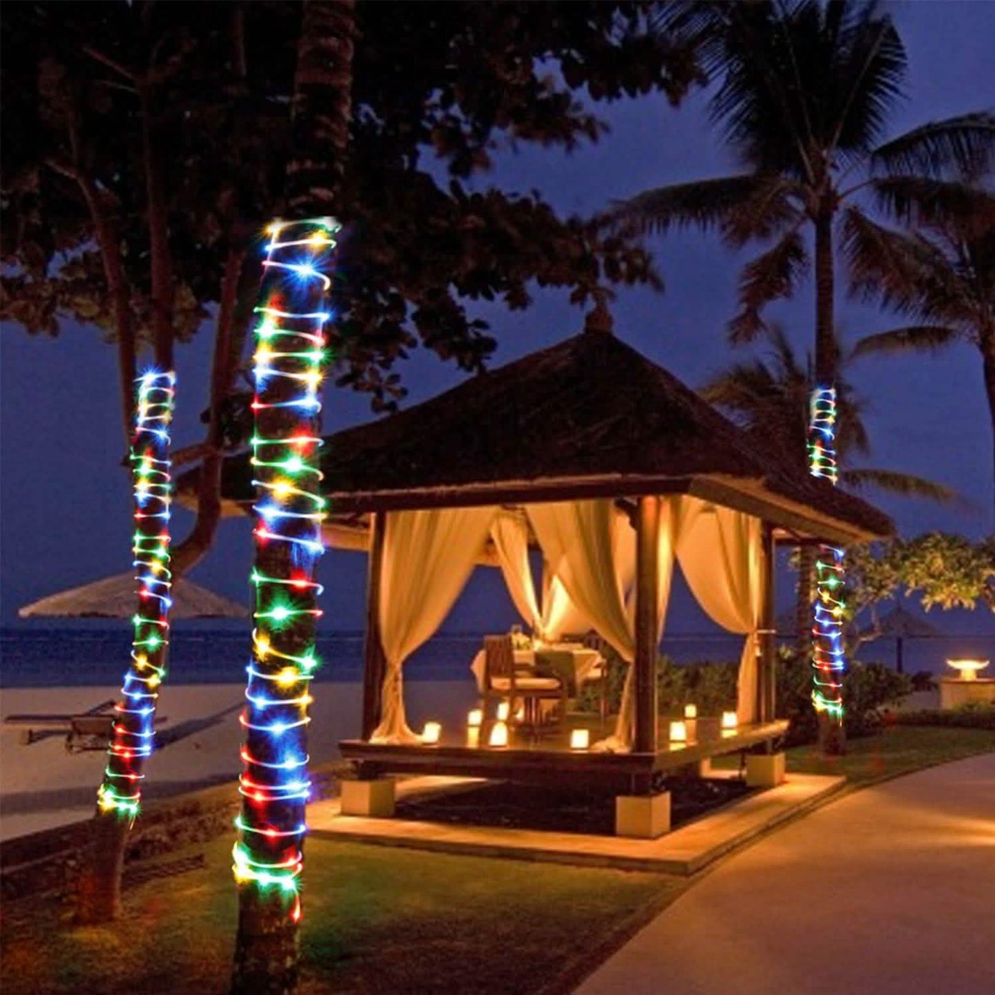 200 Led Multi-Color Waterproof Solar Rope String Fairy Lights