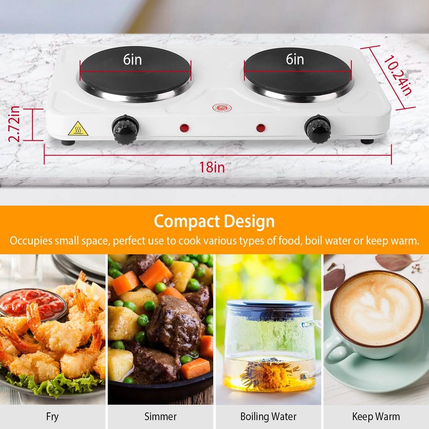 2000W Portable Double Electric Burner