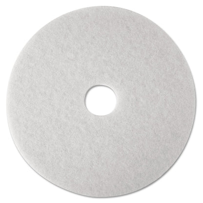 3M Low-Speed Super Polishing Floor Pads 4100, 27" Diameter, White, 5/Carton