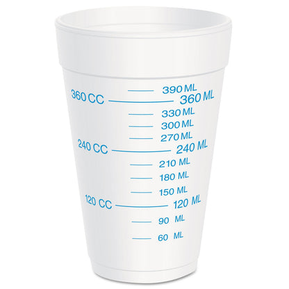 Dart Graduated Foam Medical Cups, 16 oz, White, 25/Pack, 40 Packs/Carton
