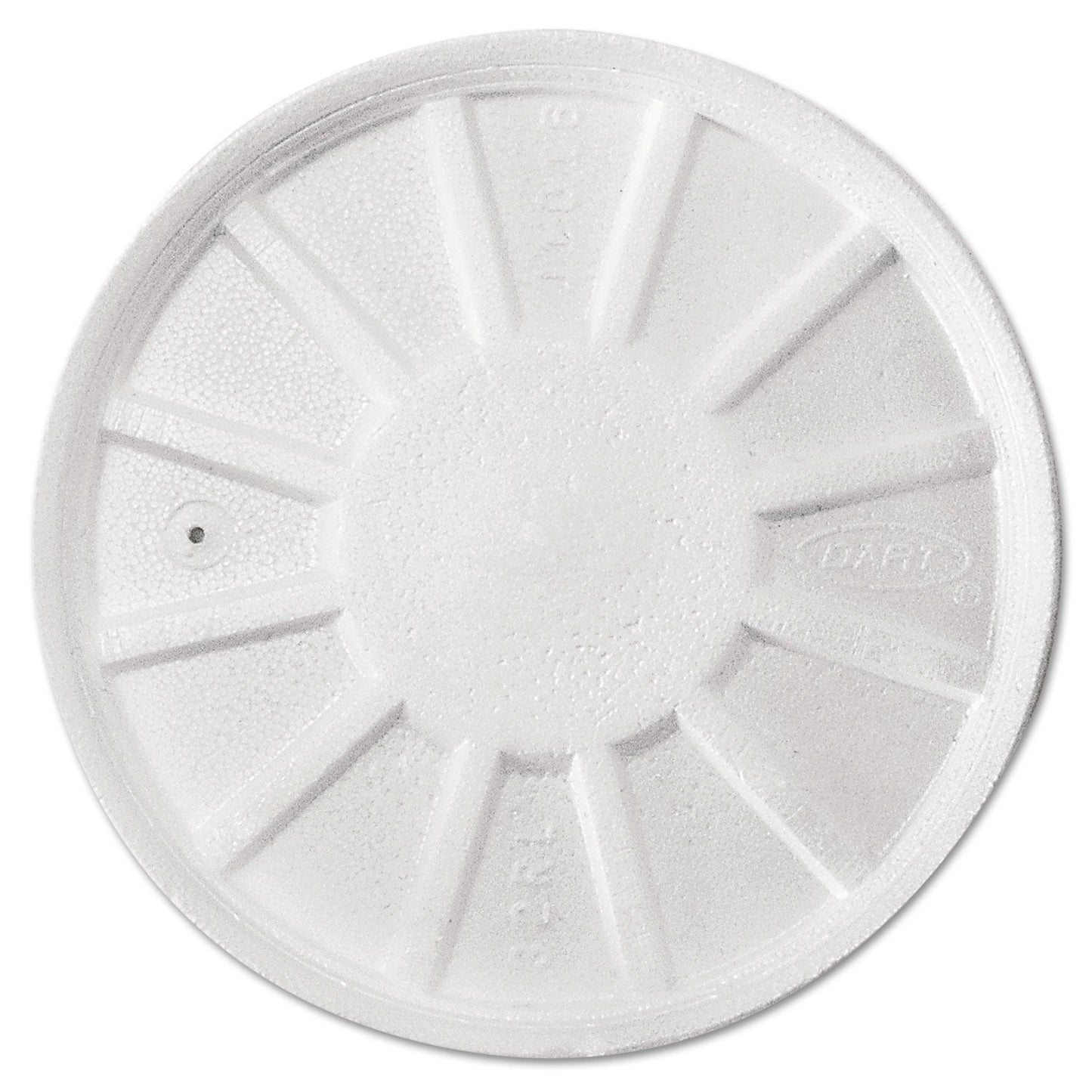 Dart Vented Foam Lids, 8 oz to 60 oz Cups, White, 50/Pack, 10 Packs/Carton