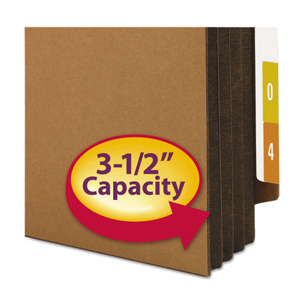 Smead Redrope Drop-Front End Tab File Pockets, Fully Lined 6.5" High Gussets, 3.5" Expansion, Legal Size, Redrope/Brown, 10/Box