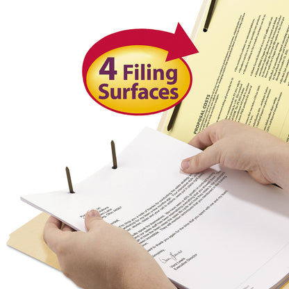Smead Fastener Folder with Divider, 1 Divider, Letter Size, Manila, 50/Box
