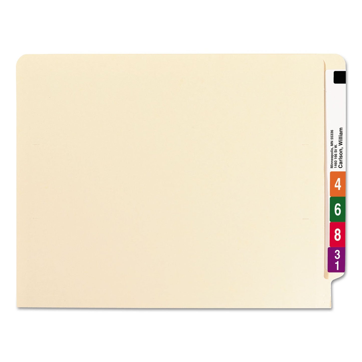 Smead 100% Recycled Manila End Tab Fastener Folders, 2 Fasteners, Letter Size, Manila Exterior, 50/Box