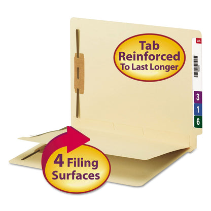 Smead Fastener Folder with Divider, 1 Divider, Letter Size, Manila, 50/Box